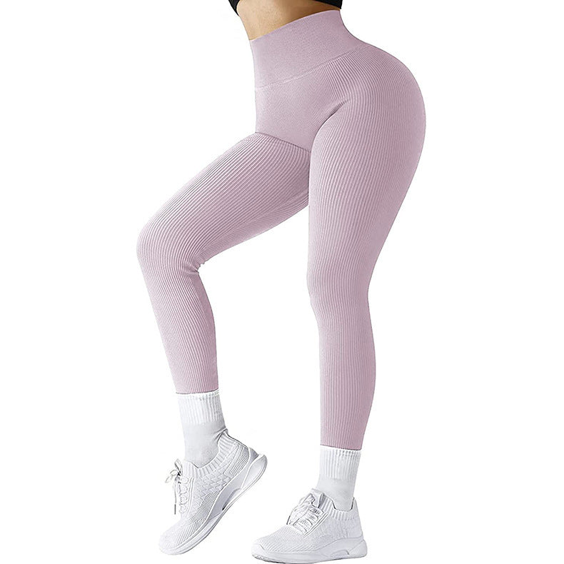 High Waist Seamless Leggings for Women – Threaded Knitted Slimming Yoga & Fitness Pants