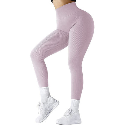 High Waist Seamless Leggings for Women – Threaded Knitted Slimming Yoga & Fitness Pants