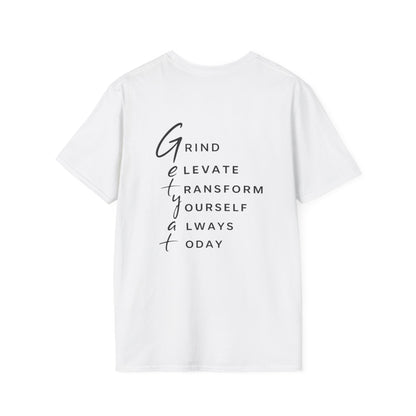 T-Shirt — "Grit" Motivational Graphic Tee (Get Ready: Grind, Elevate, Transform Yourself Always Today)