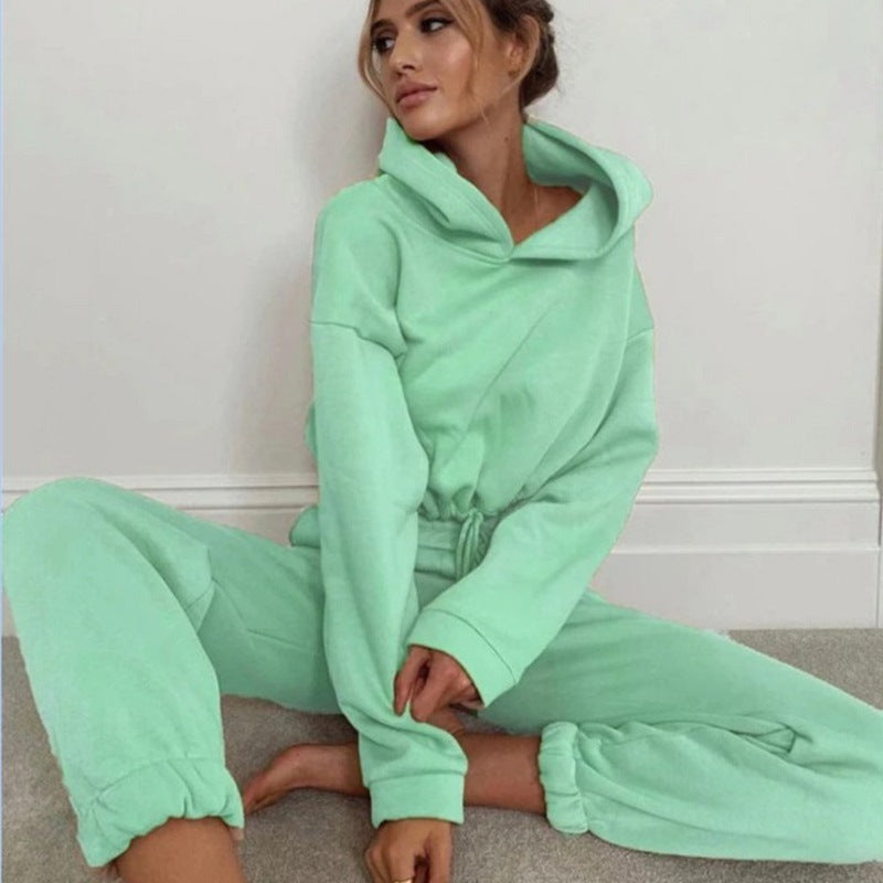 2-Piece Jogging Suits for Women – Sexy Long Sleeve Hoodie & Sweatpants Tracksuit Fitness Set