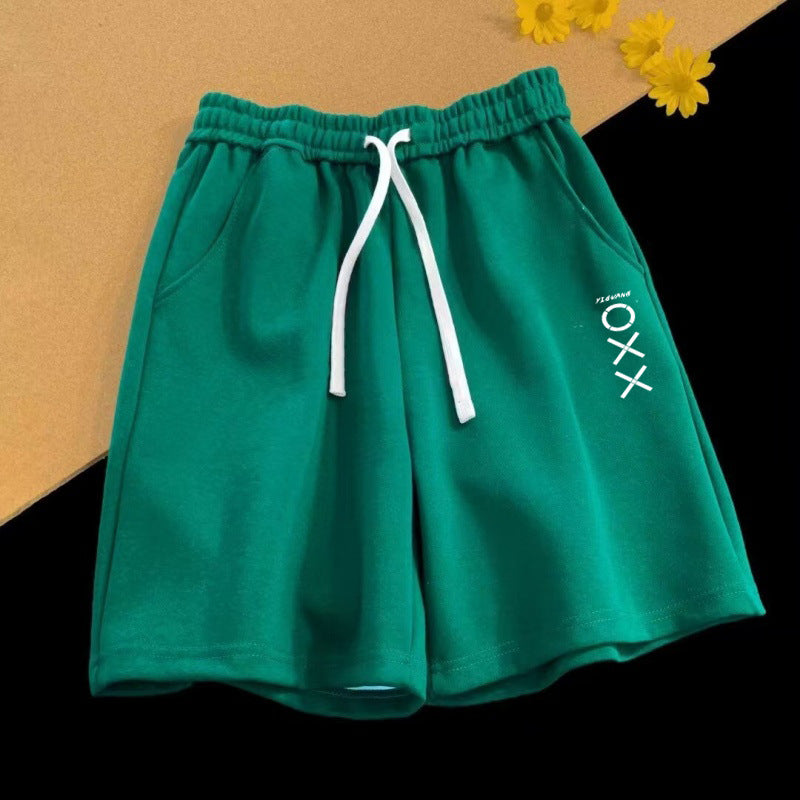 Men’s Vintage Letter Print Shorts – Loose Fit Summer Straight Casual Streetwear