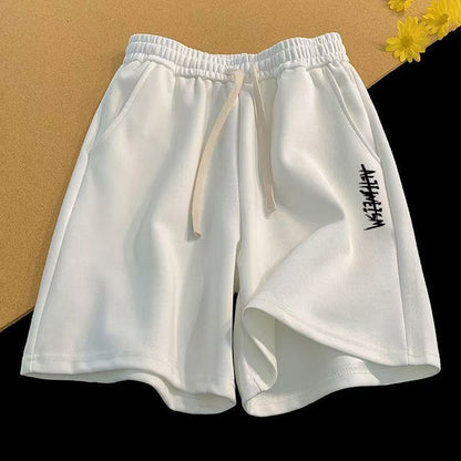 Men’s Vintage Letter Print Shorts – Loose Fit Summer Straight Casual Streetwear