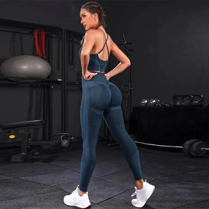 2-Piece Women's Tracksuit Seamless Yoga Set – High Waist Leggings & Sports Bra Workout Sportswear