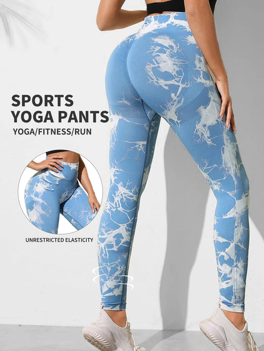Tie Dye Yoga Pants for Women – Seamless High Waist Push-Up Leggings | Fitness & Workout Gym Tights | 2024 New