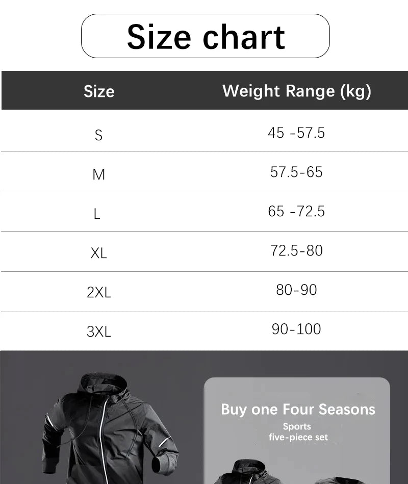 All-Season Men's Sportswear Set – Tracksuit for Running, Cycling, Fitness, Hiking, Gym Clothing for Men, Jogging & Boxing, 5-Piece Set