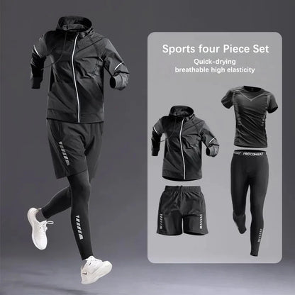 All-Season Men's Sportswear Set – Tracksuit for Running, Cycling, Fitness, Hiking, Gym Clothing for Men, Jogging & Boxing, 5-Piece Set