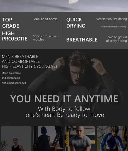 All-Season Men's Sportswear Set – Tracksuit for Running, Cycling, Fitness, Hiking, Gym Clothing for Men, Jogging & Boxing, 5-Piece Set