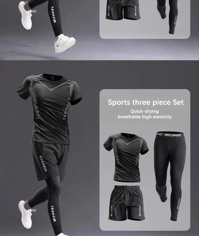 All-Season Men's Sportswear Set – Tracksuit for Running, Cycling, Fitness, Hiking, Gym Clothing for Men, Jogging & Boxing, 5-Piece Set