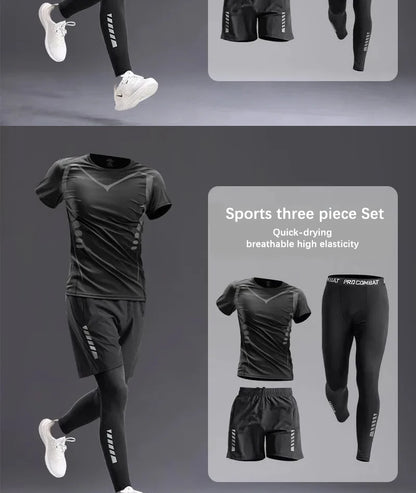 All-Season Men's Sportswear Set – Tracksuit for Running, Cycling, Fitness, Hiking, Gym Clothing for Men, Jogging & Boxing, 5-Piece Set