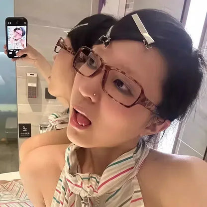 Japanese Korean Small Square Frame Glasses Women Retro Harajuku Eyeglasses Clear Reading Spectacle Blue Light Blocking Eyewears