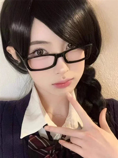 Japanese Korean Small Square Frame Glasses Women Retro Harajuku Eyeglasses Clear Reading Spectacle Blue Light Blocking Eyewears