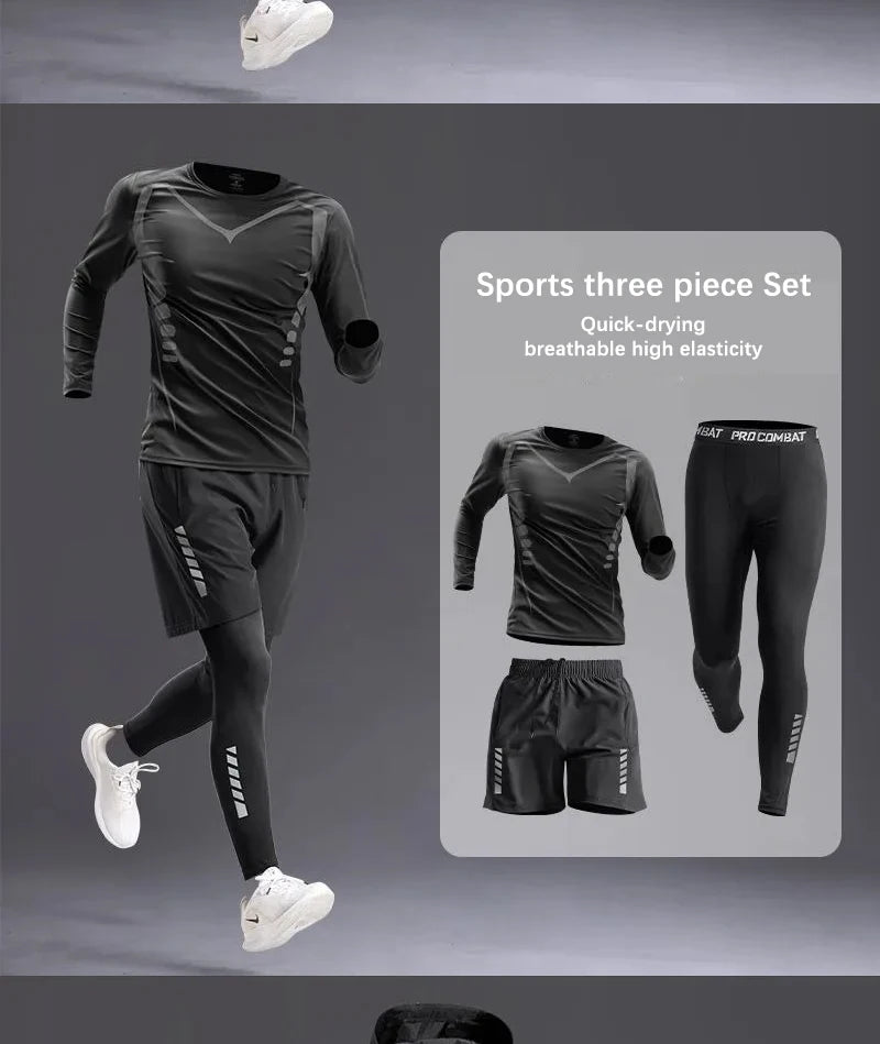 All-Season Men's Sportswear Set – Tracksuit for Running, Cycling, Fitness, Hiking, Gym Clothing for Men, Jogging & Boxing, 5-Piece Set
