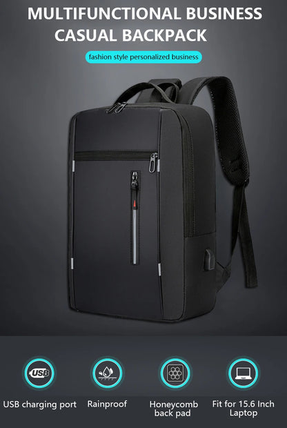 Waterproof Business Backpack for Men – USB Charging 15.6-Inch Laptop Backpack, Large Capacity School & Work Bag, Durable Men’s Backpack