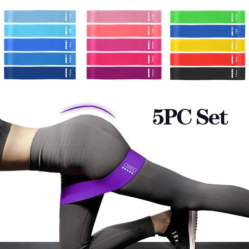 5Pcs/Set Yoga Resistance Bands – Elastic Bodybuilding Bands for Pilates, Gym Workouts, and Fitness – Expander Belt – Pink