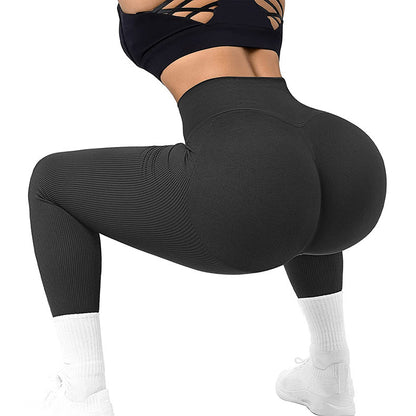 High Waist Seamless Leggings for Women – Threaded Knitted Slimming Yoga & Fitness Pants