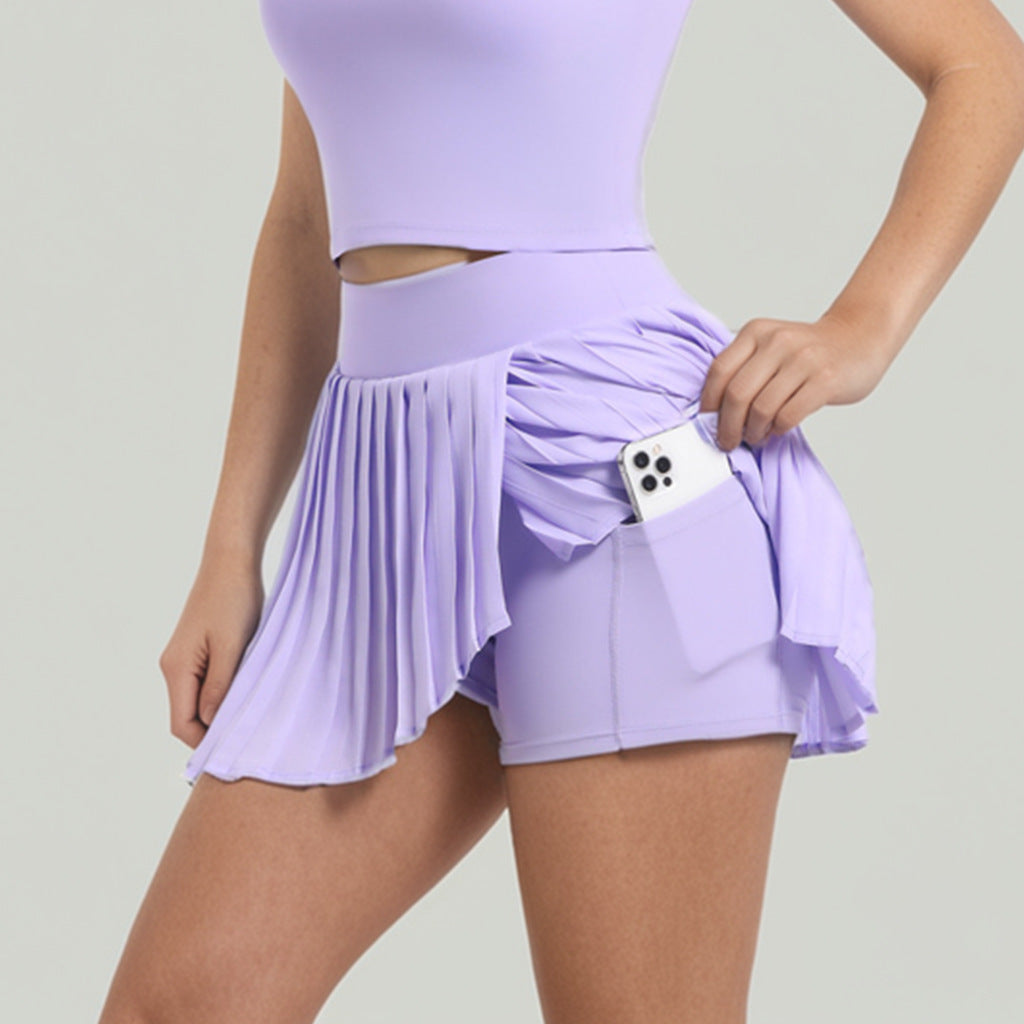 Women’s Pleated Tennis Skirt – Nude Feel Athletic Skort for Running, Fitness, Golf & Outdoor Leisure