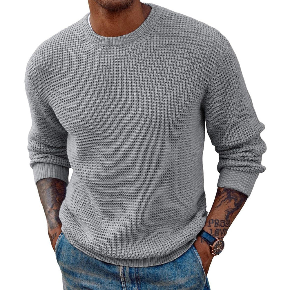 New Solid Color Round Neck Sweater Pullover – Men’s Essential Wardrobe Staple