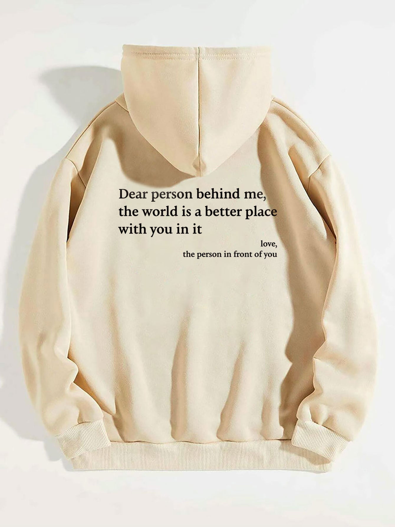 "Dear Person Behind Me" Women's Plush Hoodie – Letter Print Kangaroo Pocket Unisex Pullover