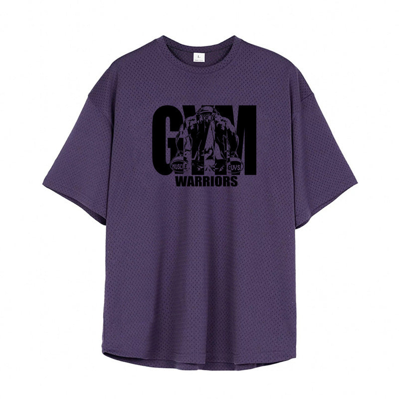 Men’s Fitness Muscle Gym T-Shirt – Mesh Breathable Short Sleeve Workout Top