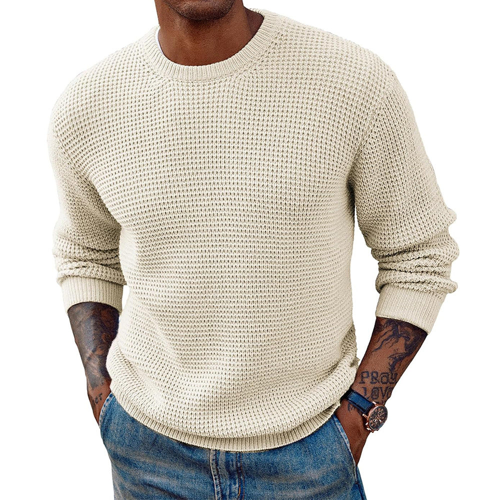 New Solid Color Round Neck Sweater Pullover – Men’s Essential Wardrobe Staple