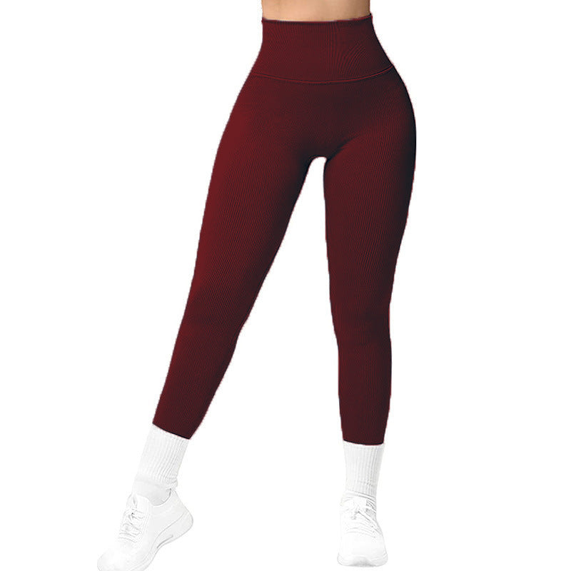 High Waist Seamless Leggings for Women – Threaded Knitted Slimming Yoga & Fitness Pants