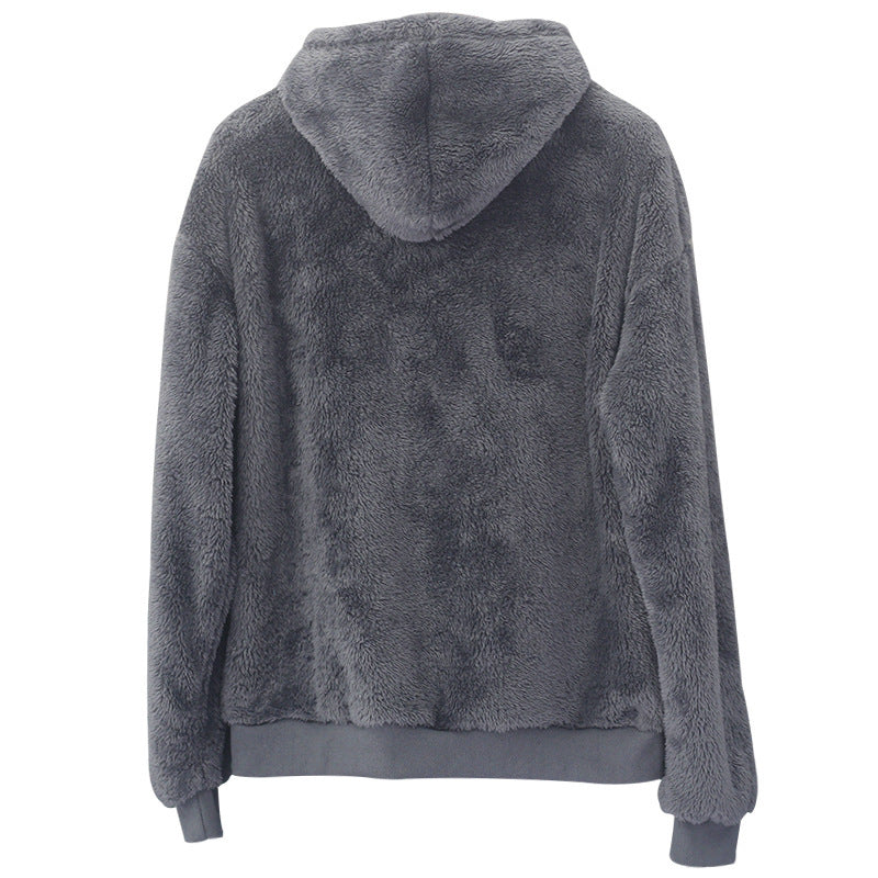 Men’s Double-Sided Velvet Hooded Sweater – Plush Sweatshirt With Pockets
