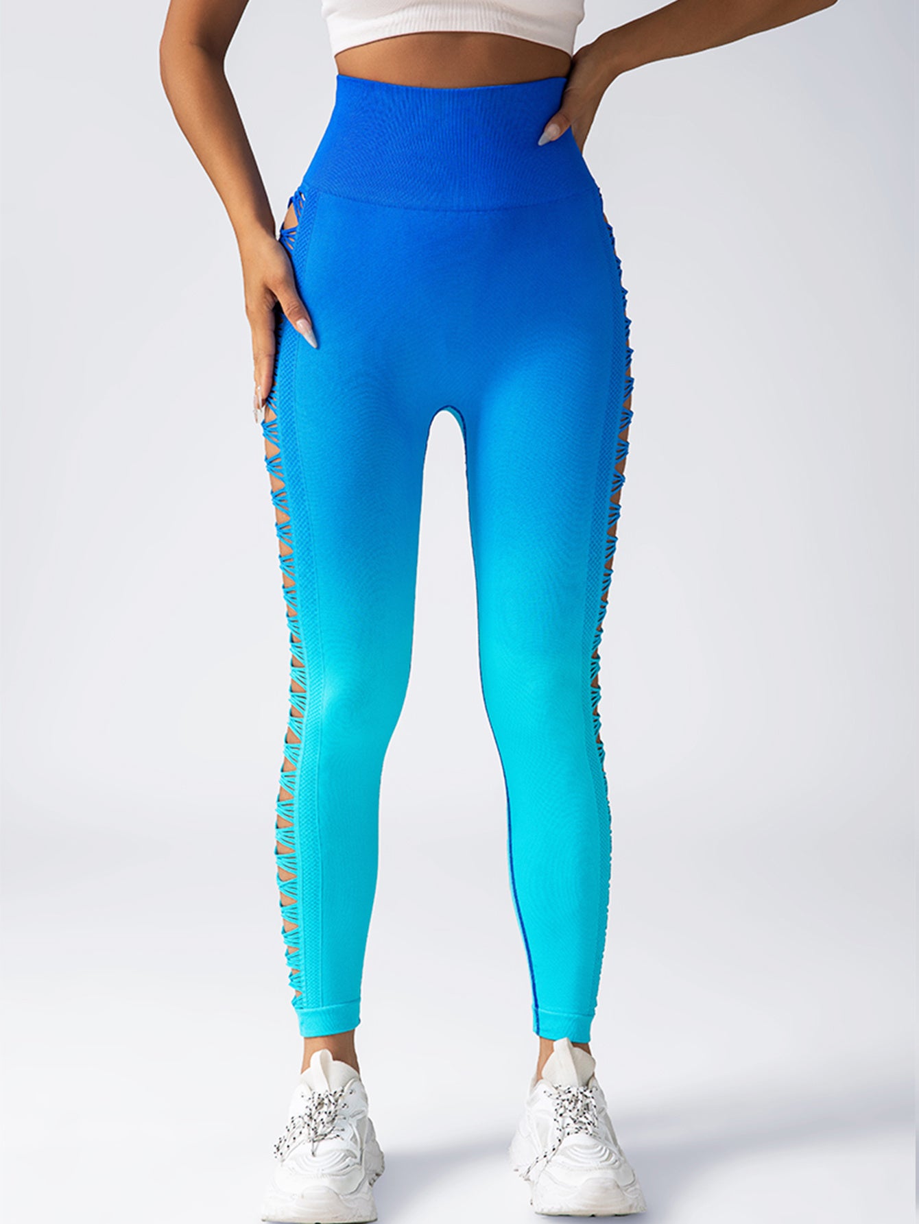 Women's High-Waisted Gradient Yoga Pants – Booty Lifting Cutout Leggings for Fitness & Workout