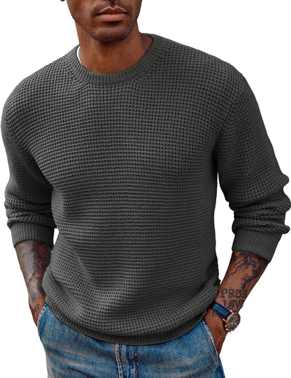 New Solid Color Round Neck Sweater Pullover – Men’s Essential Wardrobe Staple