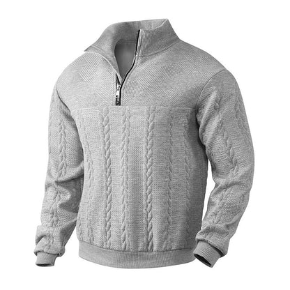 Men’s Jacquard Fall & Winter Warm Pullover Hoodie – Quarter-Zip Fashion Top