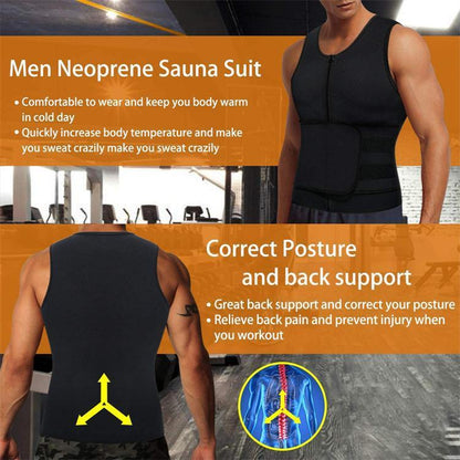 🔥 Men’s Sauna Vest Waist Trainer – Double Belt Body Shaper & Sweat Corset for Fitness and Weight Loss