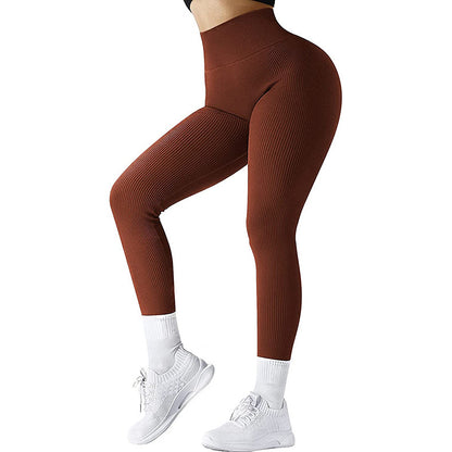 High Waist Seamless Leggings for Women – Threaded Knitted Slimming Yoga & Fitness Pants