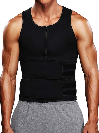 🔥 Men’s Sauna Vest Waist Trainer – Double Belt Body Shaper & Sweat Corset for Fitness and Weight Loss